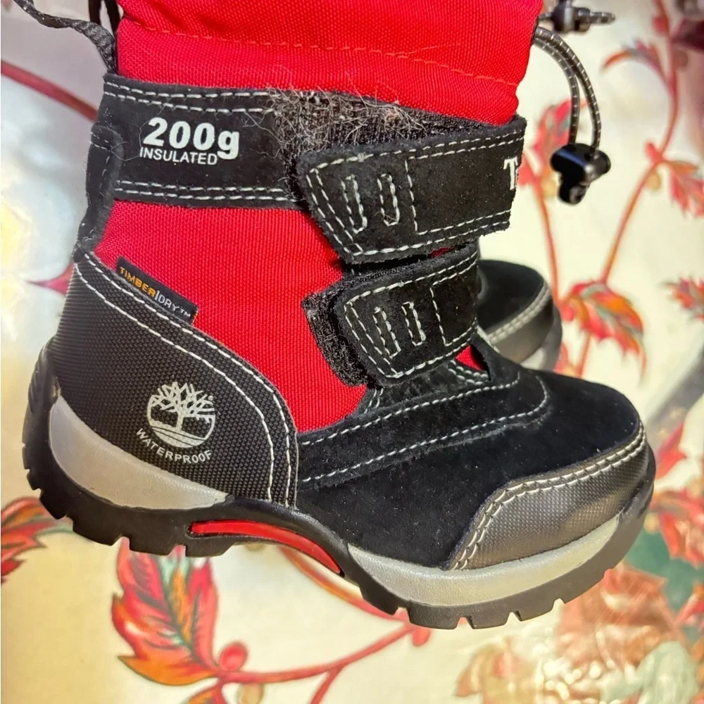 Timberland Thermolite 200 Gram Snow Boots black Red Lining EUC